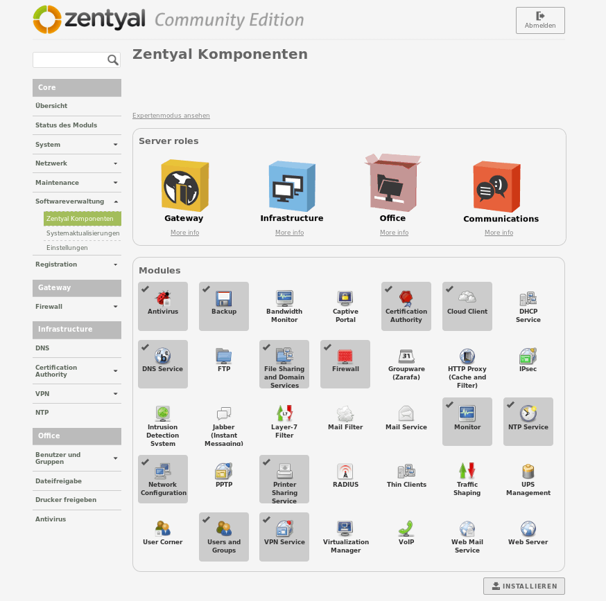 zentyal Pakete installieren zentyal Pakete installieren